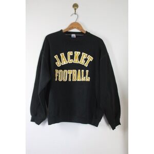Vtg 80s Russell Athletic XL Black Sweatshirt Yellow Jacket Football Crewneck